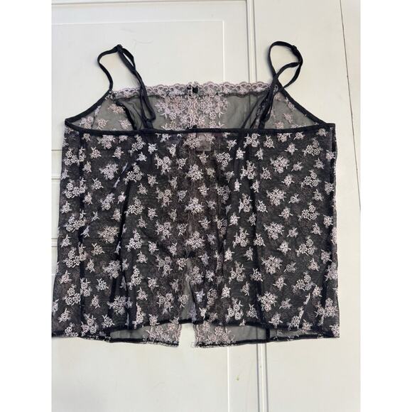 Victorias Secret Vintage Mesh Cami Top Size M Pink Floral Embroidered Coquette - Picture 4 of 6